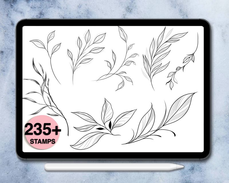 235 leaves procreate stamps | digital floral brush | botanical stamps | Stamp